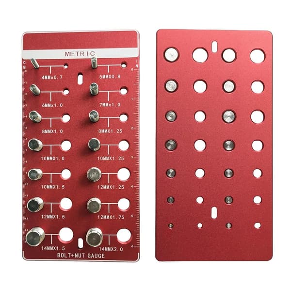 Gjengetester – SAE & Metrisk Mutter-/Boltmåler 16+15 Størrelser Rustfritt stål Metrisk gjengemåler rød Metric thread gauge red