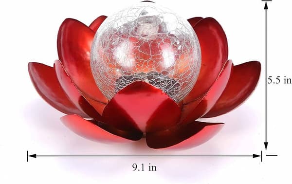 Kreativ lotusbase LED solcelle nattlys blomst utendørs glasskulelampe