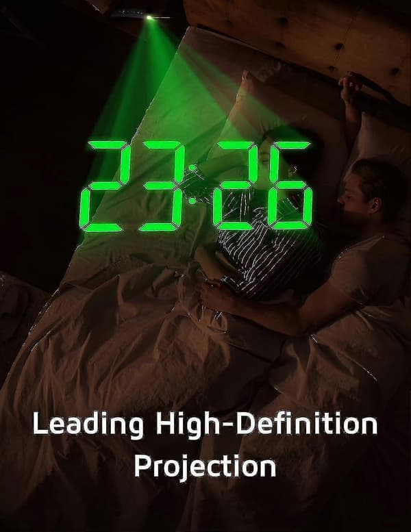 Projection Alarm Clock, Digital Clock with 180° Rotatable Projector, 3-Level Brightness Dimmer[HK] S-green Digit S-green Digit