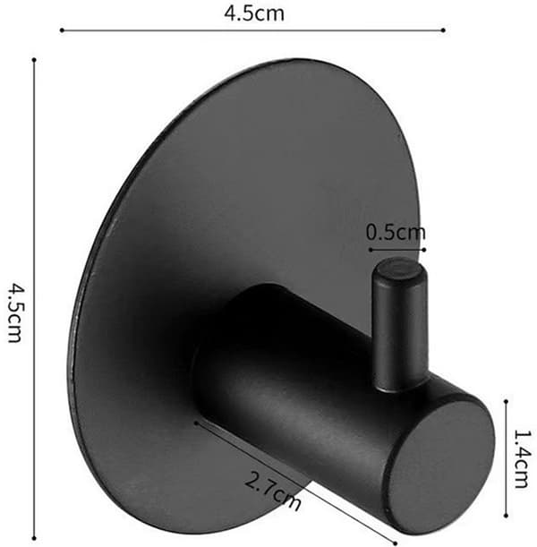 Black Stainless Steel Towel Hooks, 3 Pieces, Self-Adhesive Without Drilling for Bathroom