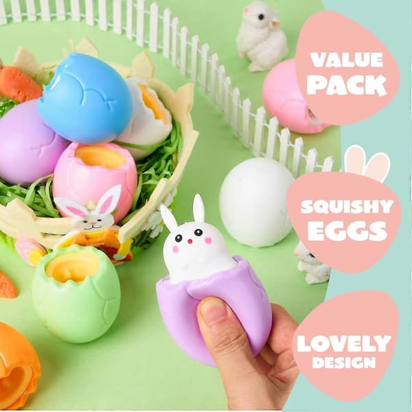 12 stk. påskeæg Squishy Kanin Kyllinger, Søde Kaniner, Kyllinger Gemmer Sig i Knuste Æg, Squishy Stress