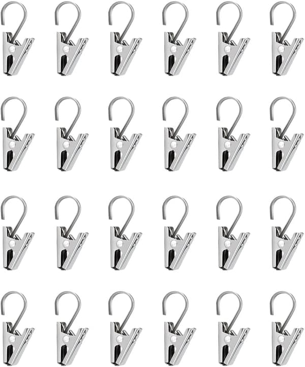 24 stk. gardinklemmer, gardinklemmer, rustfrit stål, små metal