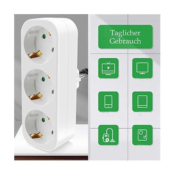 Grenuttak uten kabel, 250v/16a adapter, bærbare uttak, 3680w omformer EU-plugg [Db] Hvit White