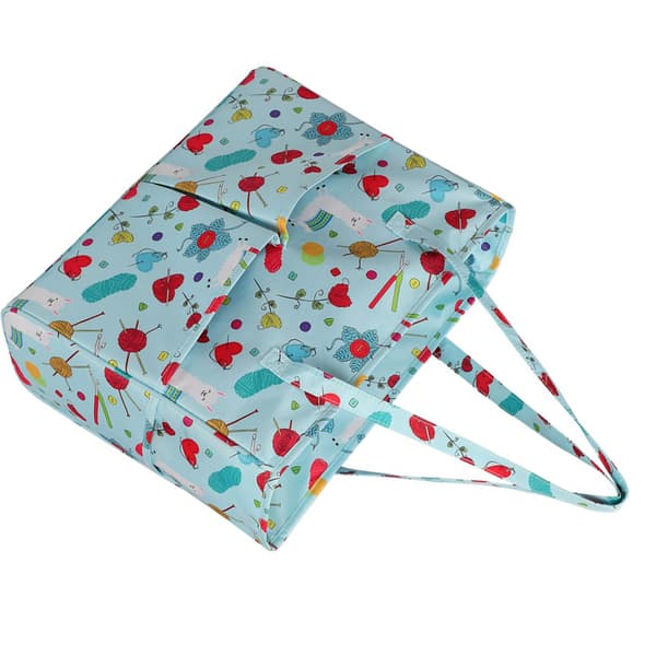 Crochet Hook Bag Waterproof Oxford Cloth Blue Pattern Large Capacity Wool Storage Bag Sewing Tools