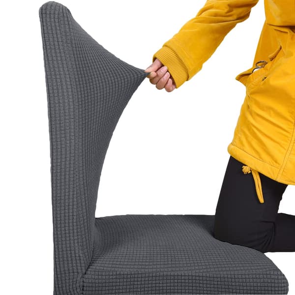 Stoltrekk Sett med 4, Stretch Avtakbare Vaskbare Stoltrekk for Spisestuestoler, Stretch Stoler med Elastisk Bånd for Spisestue (Grå)