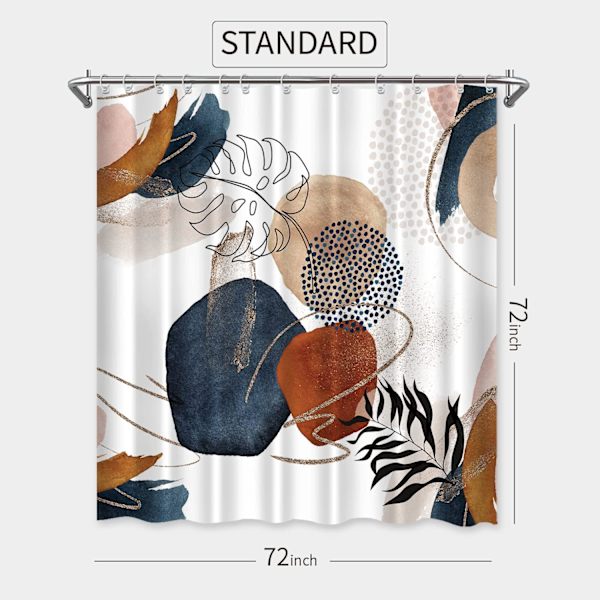 Abstrakt Duschdraperi Boho Mid Century Marinblå Guld Colo