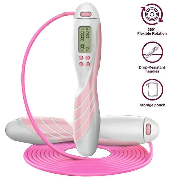 Digitalt Justerbart Hopprep Med Smart Räknare Rosa Vit
