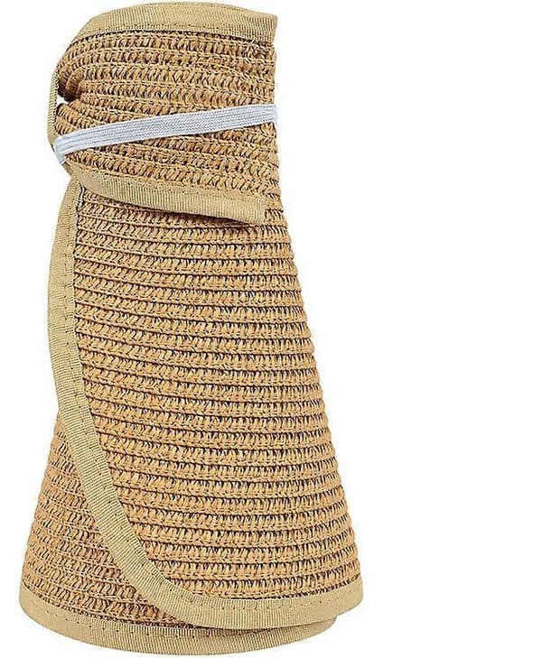 Solhatt, Solskärm kaffefärgad, Dam Bredbrättad Rullbar Solhatt i Halm