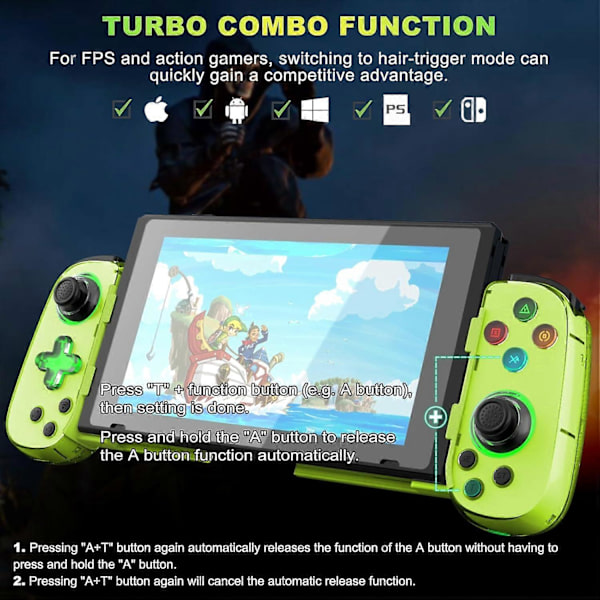 Trådlös spelkontroll för mobiltelefon Android iOS för PS4 Switch (Grön)