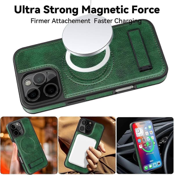 iPhone 15 Pro Max Plånboksfodral/Telefonhållare - [Magsafe-kompatibel] - Grön
