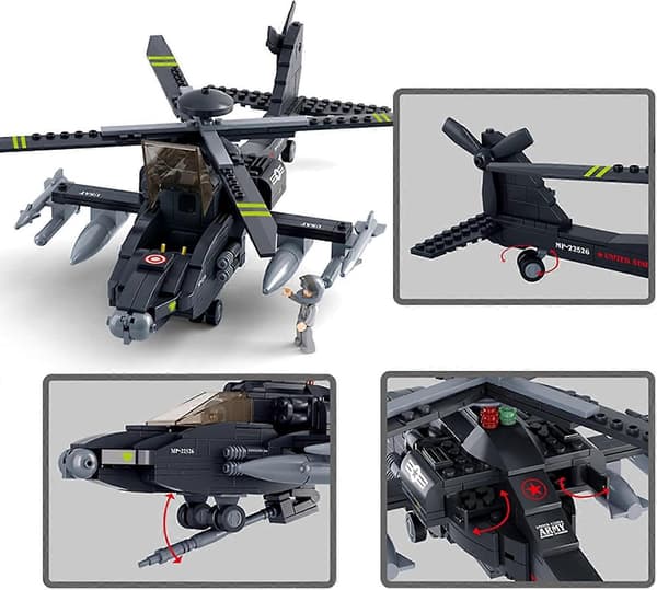 Militärklossar Armé Tegelsten Leksak - Ah-64 Apache Helikopter