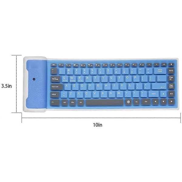 Tangentbord|6113-Trådlöst Bluetooth Vattentätt Vikbart Silikontangentbord-Blå