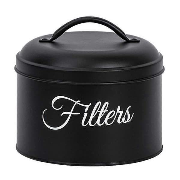 Kaffefilterhållare, korgkaffefilterförvaring med lock, svart
