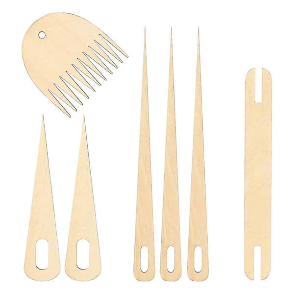 7-pack Trä Hand Stick Set Inkluderar 5 st Virknålar