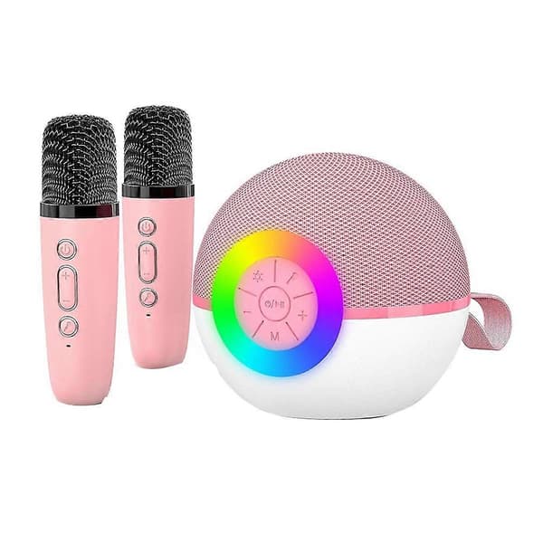 Mini Karaoke Maskin med 2 Mikrofoner, Bluetooth Mikrofon Leksaker, C