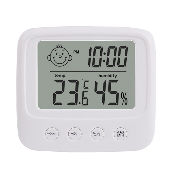 Högprecisions elektronisk hygrometer för väggmontering med tid och datum