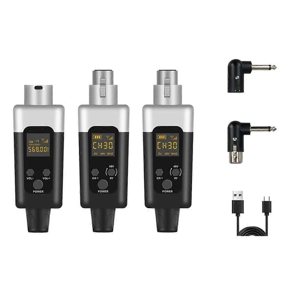 XLR Trådlöst Mikrofonsystem för 48V Kapacitiv Mikrofon 1 till 2