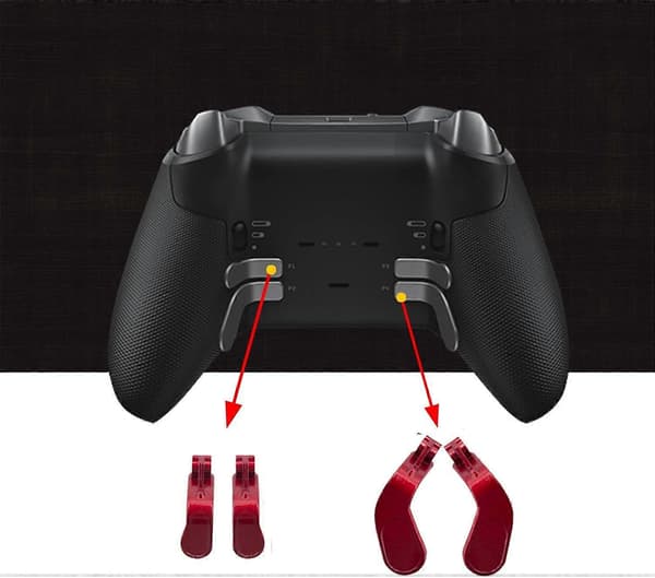 6 i 1 Metall Kontrollertillbehör med 4 Paddlar 2 D-pad för Xbox One Elite 2 (Röd)