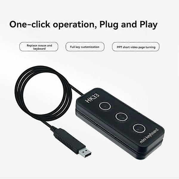 3 Tangenter USB Makro Programmeringsknappsats Vit
