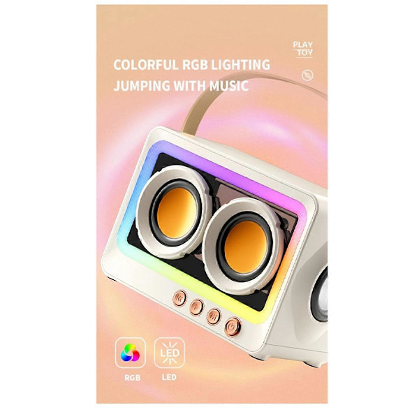 Bärbar Bluetooth Subwoofer Högtalare Krämvit