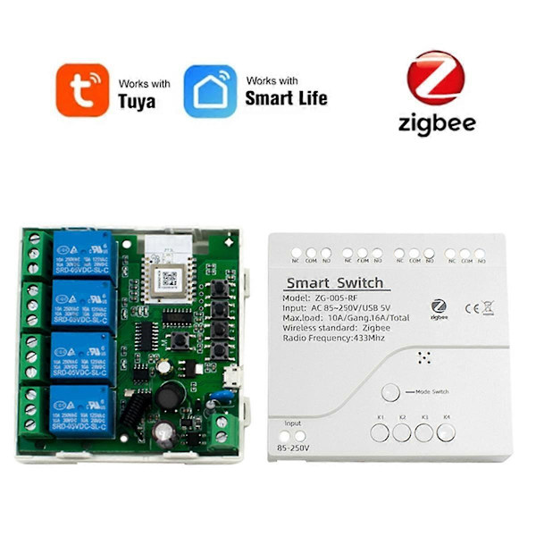 Tuya Zigbee 4 CH Smart Switch Sensor Passiv Torr Kontakt AC85-250V