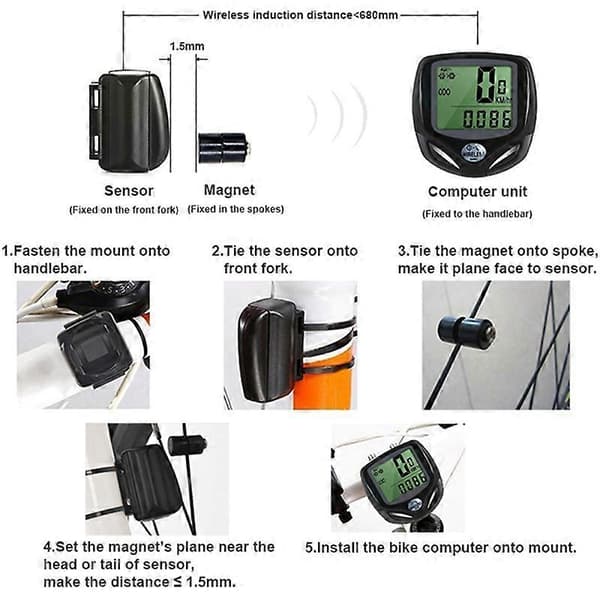 Vattentät Magnet Sensor Cykeldator Digital Vägmätare