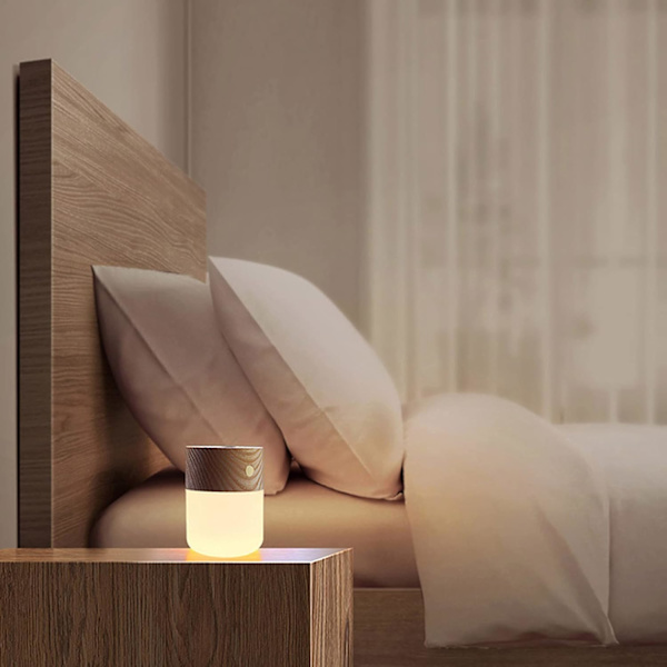 LED Aromaterapi Lampa Eterisk Olja Diffuser Trä Justerbar