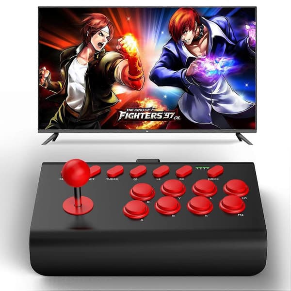 Joystick Kontroller 3-lägesanslutning för PS4/PS3/Xbox One/Switch (Svart Röd)
