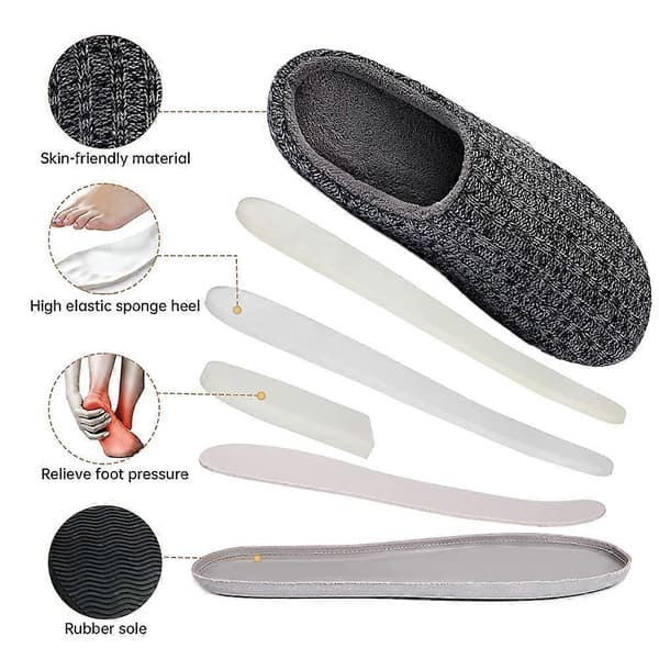 Innetofflor Memory Foam Slip-On Sovrum Bekväma Sommar Lätta Utomhusskor Med Gummisula-Grå-40-41