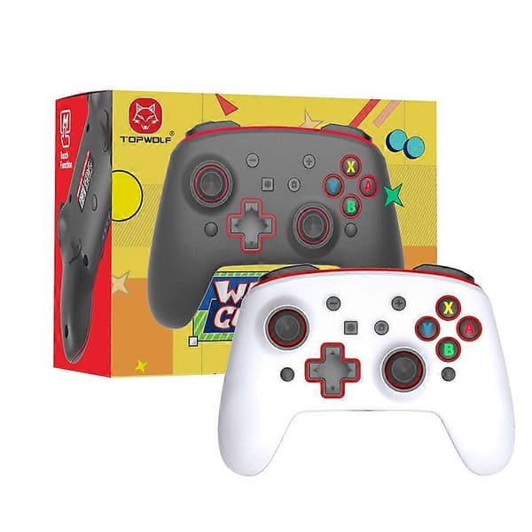 Trådlös Switch-handkontroll Kompatibel med PC/iOS/Android/Lite/OLED, Programmerbara bakre knappar, Justerbar Turbo-funktion/Vibration (Vit)