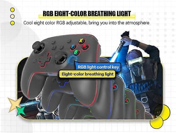 Trådlös Switch-handkontroll Kompatibel med PC/iOS/Android/Lite/OLED, Programmerbara bakre knappar, Justerbar Turbo-funktion/Vibration (Vit)