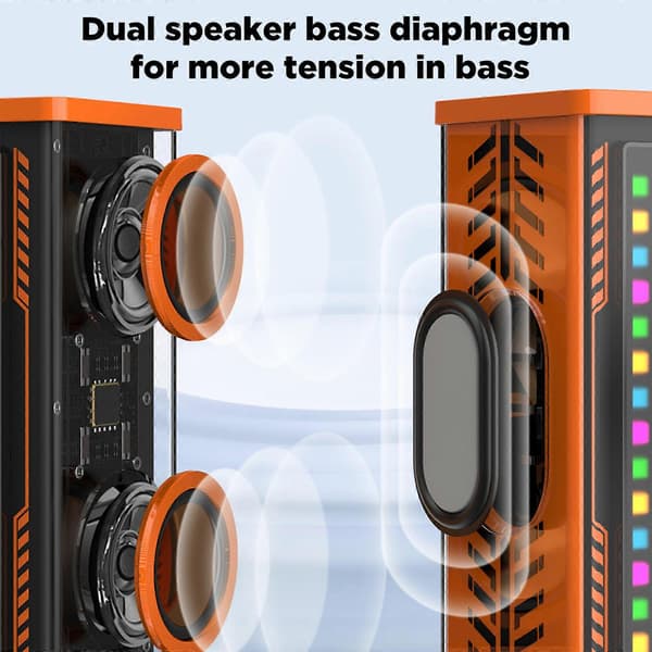 Transparent Mecha USB Trådlös Högtalare Bluetooth-kompatibel 5.0 (Orange B)