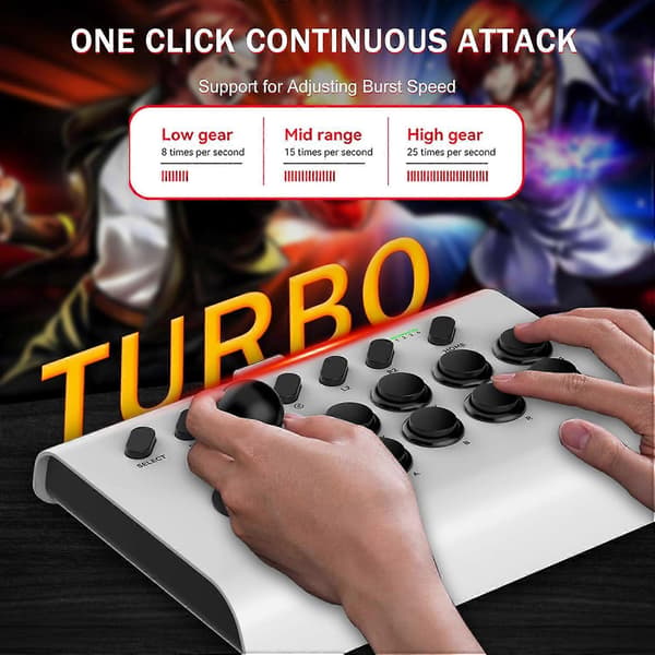 Joystick Kontroller 3-läges Anslutning för PS4/PS3/Xbox One/Switch (Vit Svart)