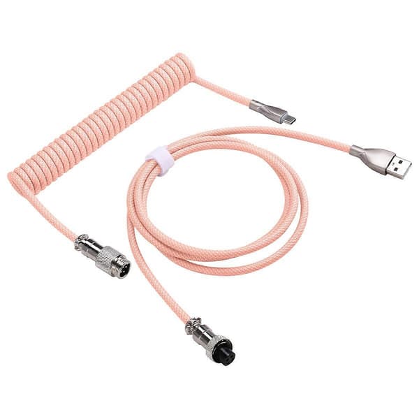 USB C Spiralvriden Tangentbordskabel Flätad Mekanisk Tangentbordskabel E