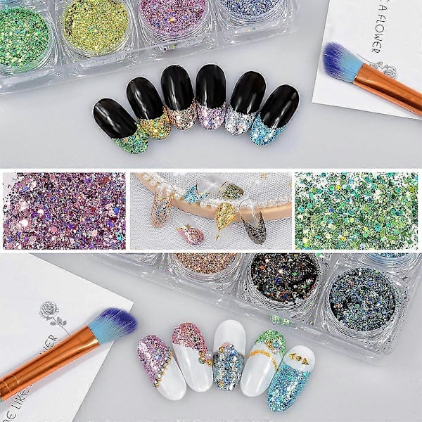 12 st Glitterpulver Glitter