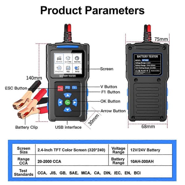 BT300 Bilbatteritestare Bilbatteriverktygssystem