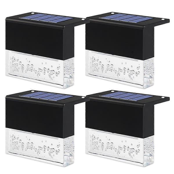 4-pack Solcellsdäckslampor, LED Solcellstrapplampor Utomhus Staket Solcellslampor För Trappor, Terrasser, Räcken, Pooler,