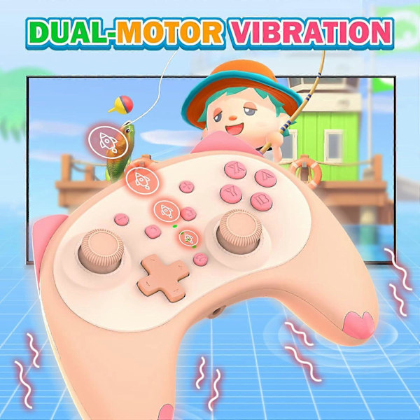 Kompatibel med Switch Controller, Bluetooth Tecknad Kattunge Nintendo Switch Controllers Trådlös, Kawaii Ljus Switch Gaming PC Controller (Rosa)