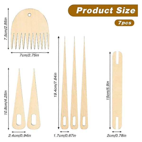 7-pack Trä Hand Stick Set Inkluderar 5 st Virknålar
