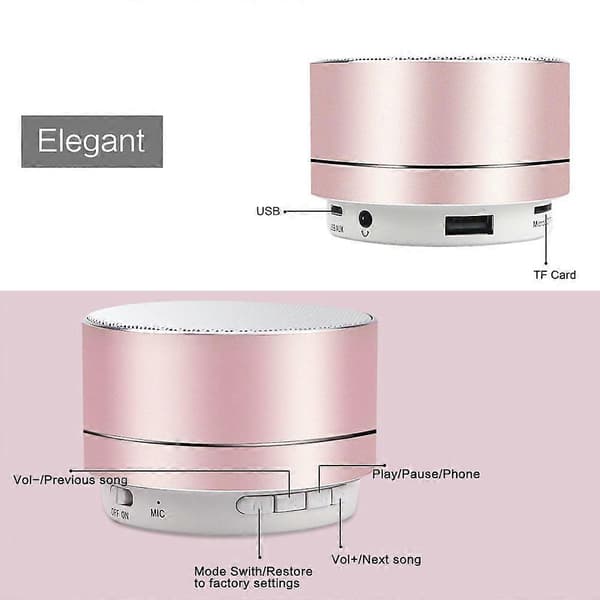 Trådlös Bluetooth-högtalare - Mini Led Bästa Multifunktionella Bärbara Inomhus Utomhus Stereo Bluetooth-högtalare Bas Hd Surround - Roséguld