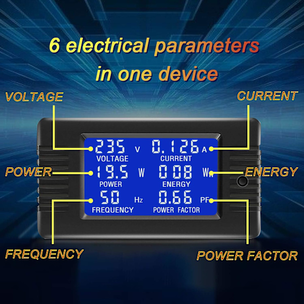 AC 80-260V 100A CRS-022B LCD Digital Ström Spänning Effekt Frekvens Effektfaktor Multimeter Voltmeter med 100A Delad Kärnströmtransformator