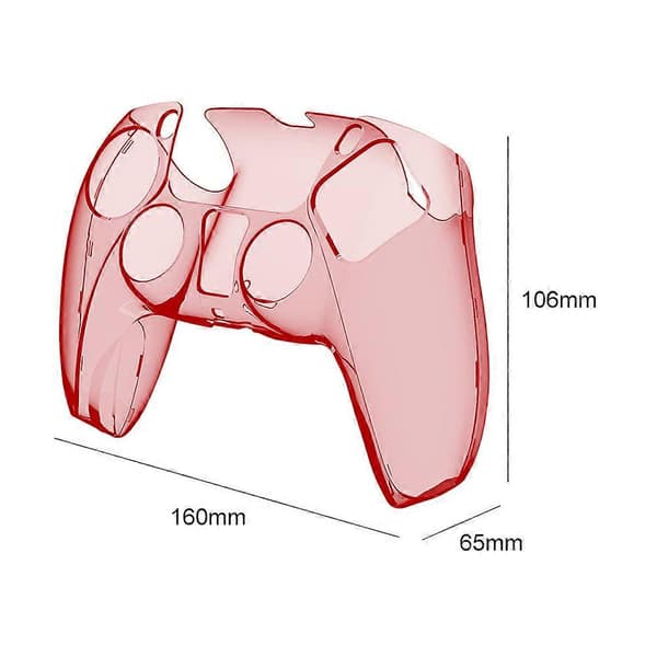 Skyddsfodral Kontrollskal för PS5-kontroller (Transparent Röd)