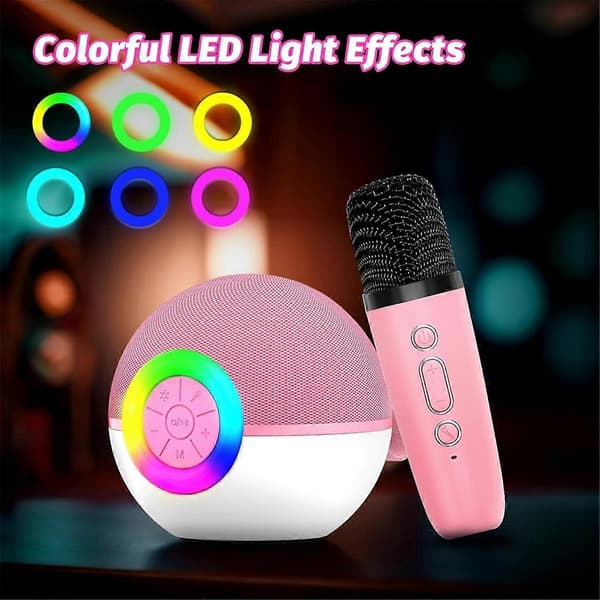 Mini Karaoke Maskin med 2 Mikrofoner, Bluetooth Mikrofon Leksaker, C
