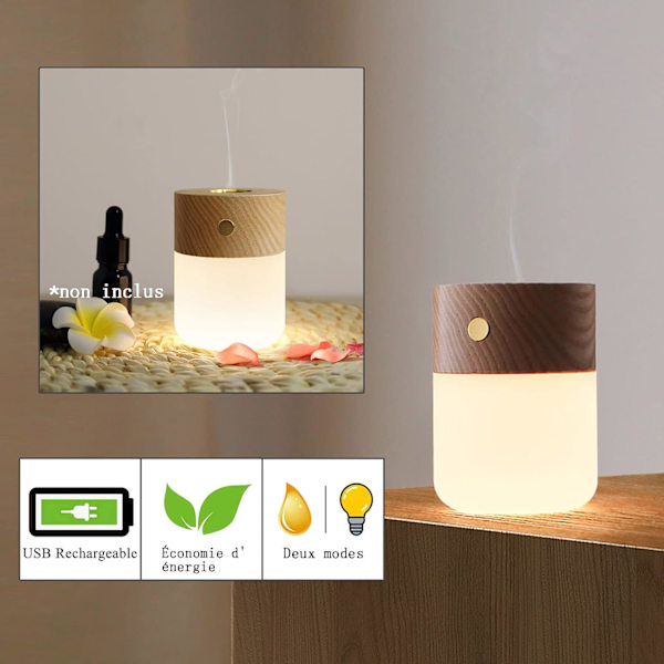 LED Aromaterapi Lampa Eterisk Olja Diffuser Trä Justerbar