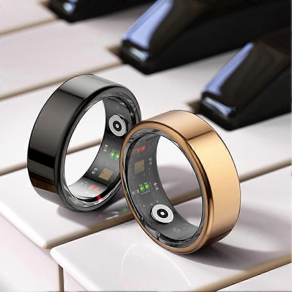 R02 Smart Ring för Män & Kvinnor med Laddningsfodral, Hälsomonitor, A