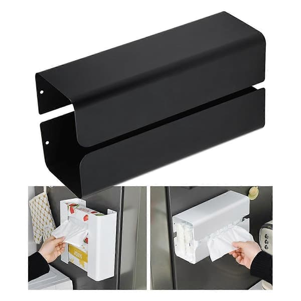Magnetisk Handskfack Dispenser Pappershanddukshållare Väggmontering Svart