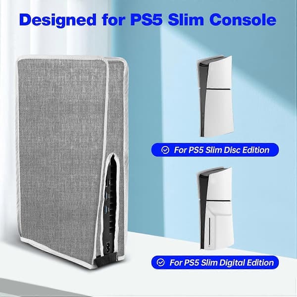 Dammskydd Repskydd Skyddsfodral Dammskydd för PS5 Slim (Grå Vertikal)