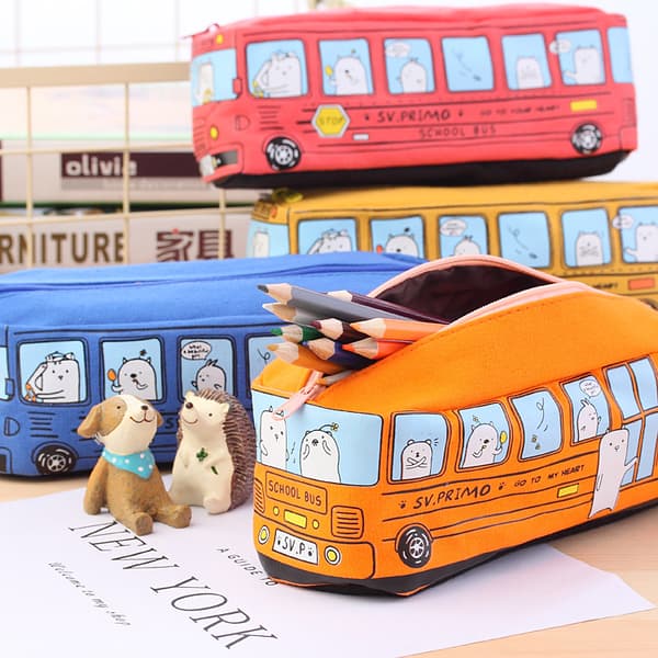 4 små djur buss pennfodral buss pennfodral canvas pennor