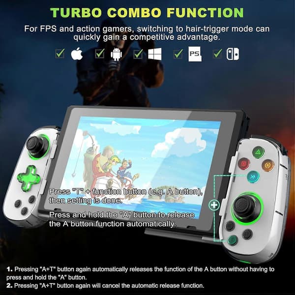 Trådlös spelkontroll för mobiltelefon Android iOS för PS4 Switch (Vit)