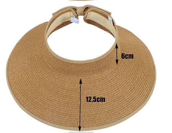 Solhatt, Solskärm kaffefärgad, Dam Bredbrättad Rullbar Solhatt i Halm